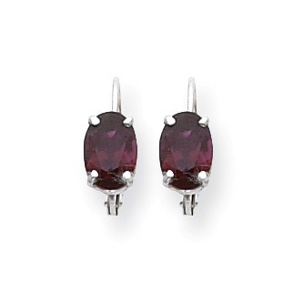 14k White Gold 7x5 mm Oval Garnet Leverback Earrings 14k White Gold 7x5 mm Oval Garnet Leverback Earrings